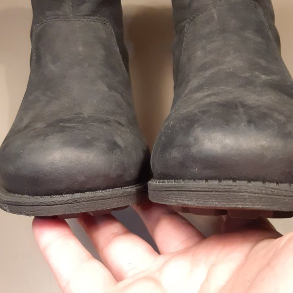 UGG women's 'Aldon' black leather & sheep wool lined moto motorcycle boots sz 10 - Picture 4 of 13